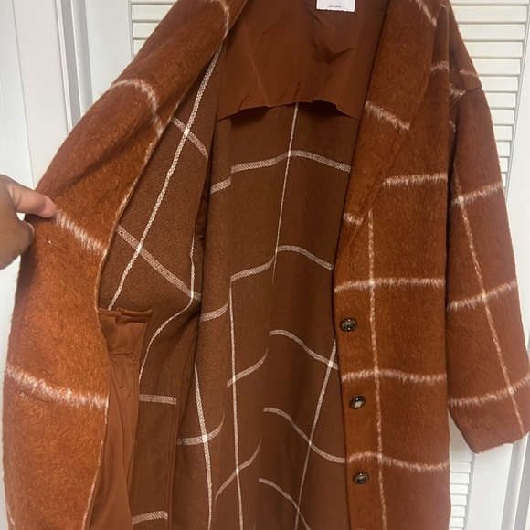 Old Navy 4X Rust Plaid Relaxed Soft-Brushed Overcoat NEW!!! - Picture 16 of 16